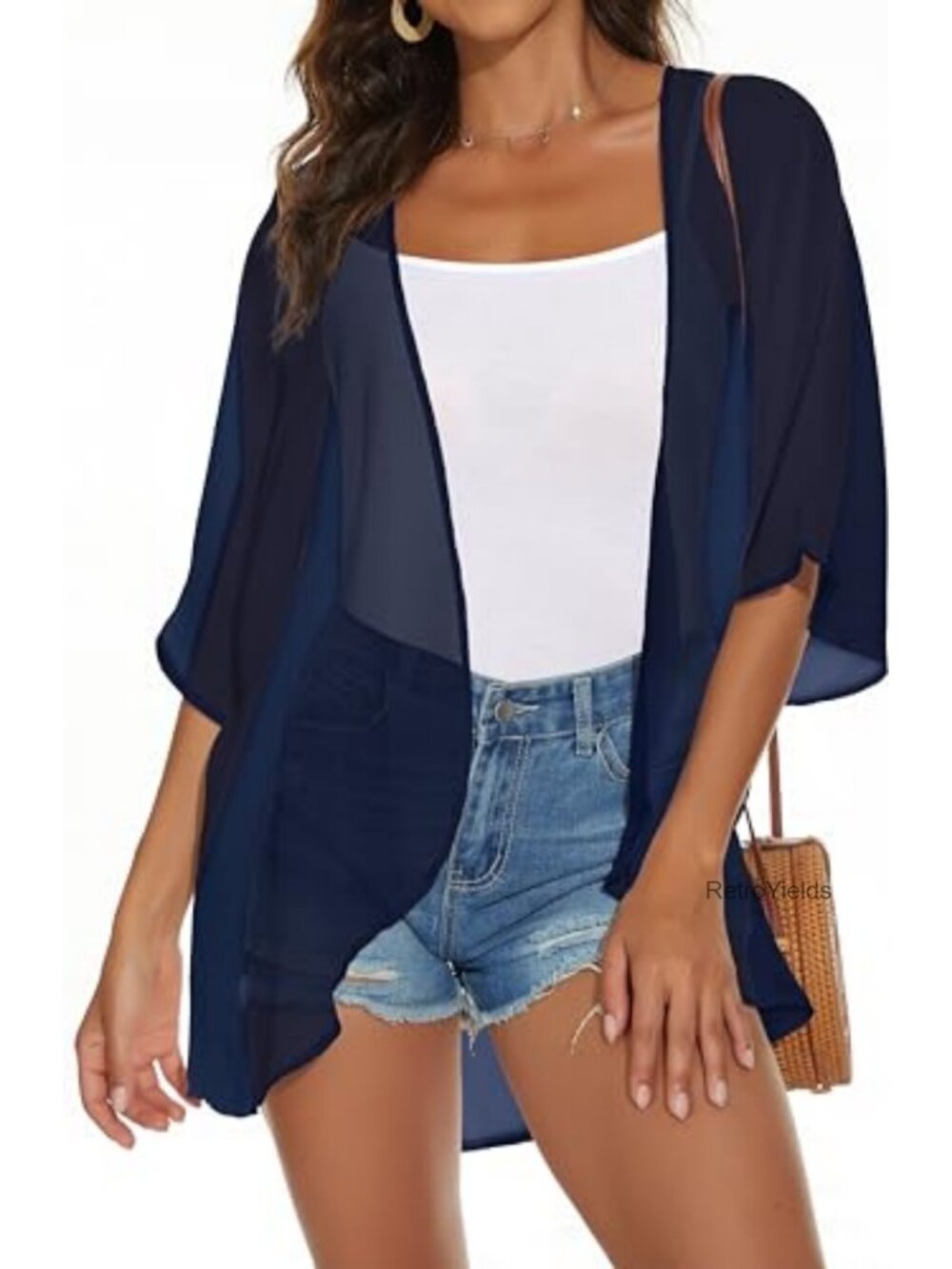 Lightweight Kimono Cardigan Beach Swim Cover-Up Loose Summer Top